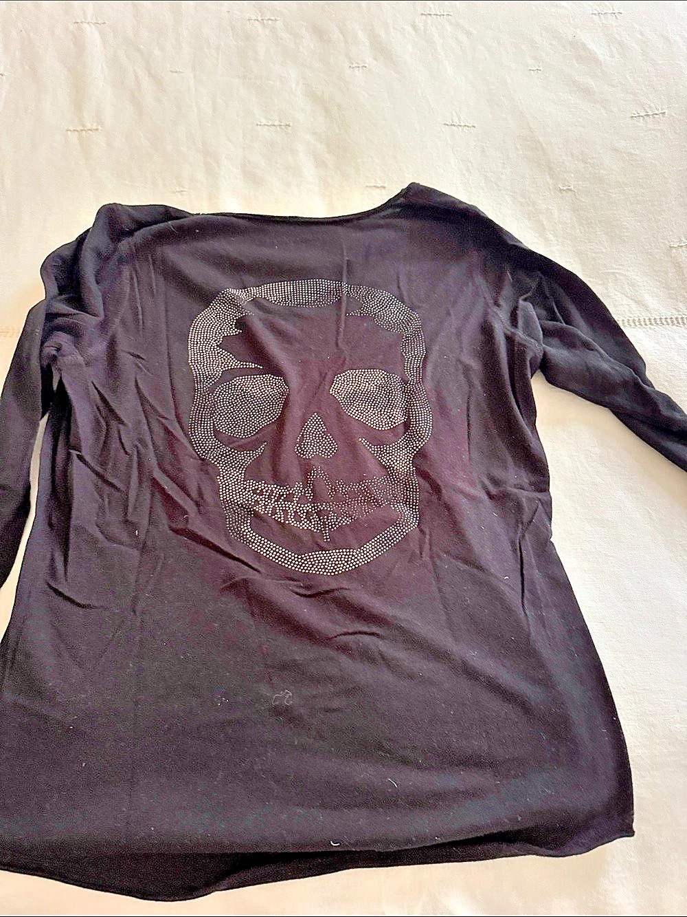 Zadig & Voltaire Tunisien Rhinestone Skull Long Sleeve Top